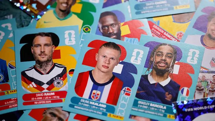 Genuine Panini FIFA World Cup 2026 stickers — Haaland, Raum and Barcola
